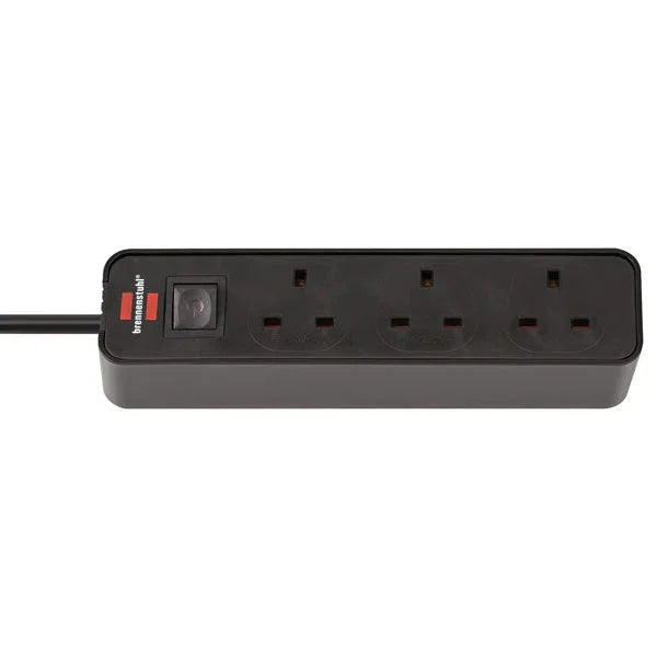 Brennenstuhl Ecolor 3 Gang Extension Lead – 1.5 Metre Heavy Duty Cable – On/Off Switch – Black